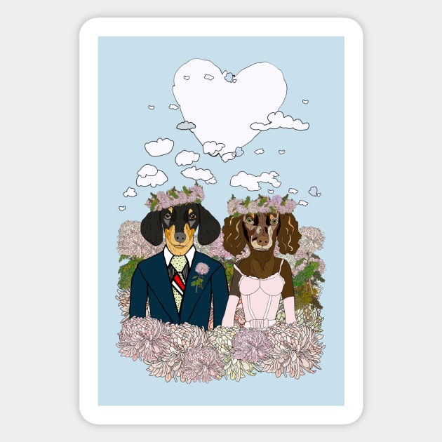 Dachshund Lovers - Honeymoon Sticker by notsniwart